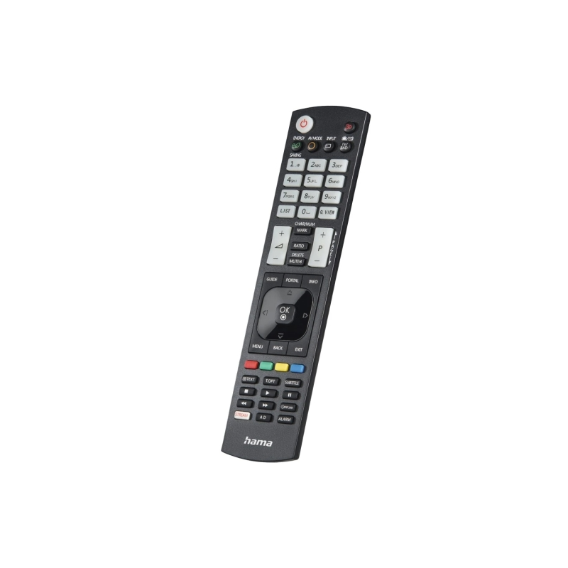 Télécommande Hama pour téléviseurs LG - Portée de 10 m - 52 boutons - Accès direct aux plateformes de streaming - 21,6 x 4,8 x
