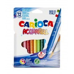 ✅ Carioca Acquarell Lot de 12 marqueurs aquarelle – Pointe pinceau bloquée – Encre lavable – Couleurs mé en stock