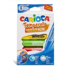 ✅ Carioca Temperello Lot de 6 Temperas Solides - Couleurs Vives et Lavables - Excellente Couverture - Facile à en stock