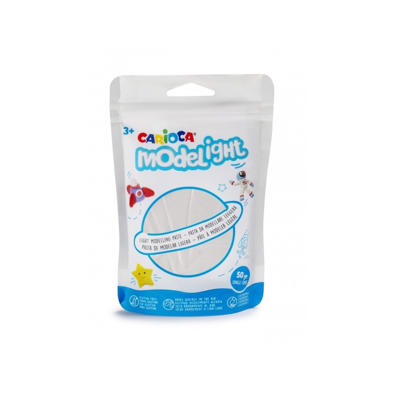 Carioca Modelight Pack Pâte de Moulage Super Légère - Elastique et Malléable - Sèche à l'Air - Ne salit pas les Mains - Coloris