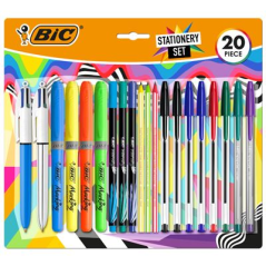 ✅ Pack d'écriture Bic Multicolore de 20 pièces assorties - 6 Bic Cristal Original, 2 Bic Cristal Fun, 2 Bic 4 en stock