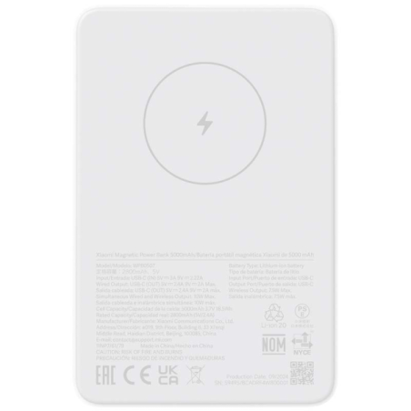 ✅ Batterie externe magnétique Xiaomi 5000 mAh - MagSafe - USB-C - Charge rapide 18 W couleur Blanc en stock
