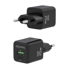 ✅ Aisens Chargeur Gan 20W - 1xUSB-C PD3.0 QC4.0 - 1xUSB-A QC3.0 - Couleur Noir couleur Noir en stock