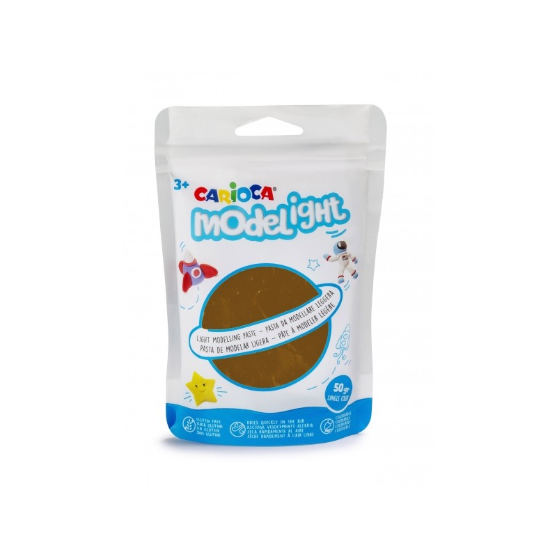 Pack Carioca Modelight 50gr Pâte à Modeler - Super Légère - Élastique - Malléable - Sèche à l'Air - Sans Dégât - Réutilisable à
