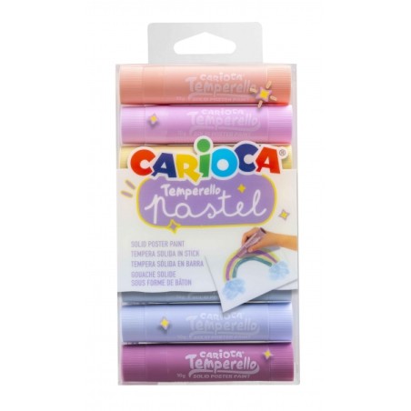 ✅ Carioca Temperello Lot de 8 Temperas Solides - Couleurs Pastel - Lavables - Excellente couverture - Facile à en stock