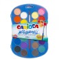 Carioca Aquarelle Pack de 24 Couleurs en Pot - Lumineux - Facilement Mélangable - Ø 30mm - Diverses Couleurs