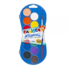 ✅ Carioca Aquarelle Pack de 12 Couleurs en Pot - Lumineux - Facilement Mélangable - Ø 30mm - Diverses Couleurs en stock