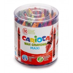 ✅ Carioca Maxi Pack de 50 Crayons Jumbo - Couleurs Vives - Lavables - Corps Ø 12 mm - Couleurs Diverses couleur en stock