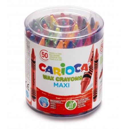 ✅ Carioca Maxi Pack de 50 Crayons Jumbo - Couleurs Vives - Lavables - Corps Ø 12 mm - Couleurs Diverses couleur en stock