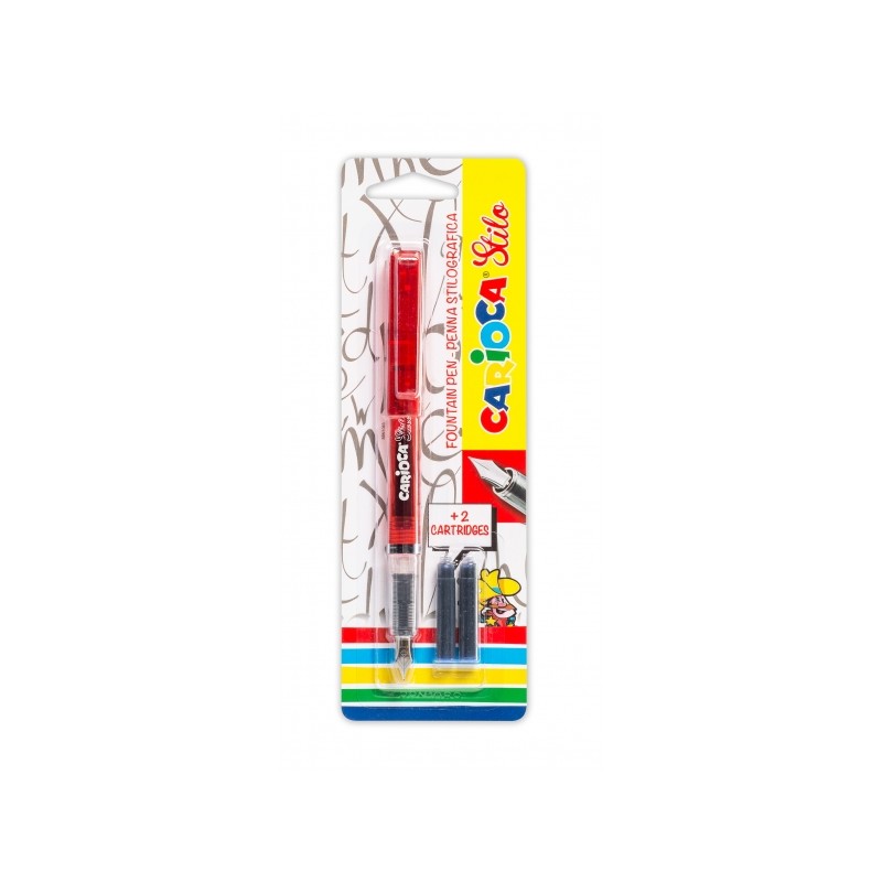 Stylo plume rouge Carioca - 1 stylo + 2 cartouches bleues
