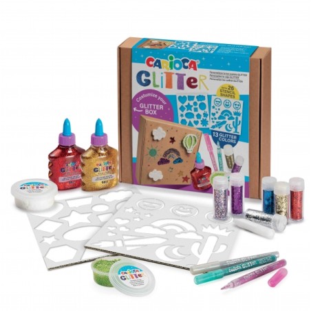 ✅ Carioca Glitter Creator Pack de 13 produits pailletés et 26 modèles - 2 flacons de colle pailletée - 2 flac en stock