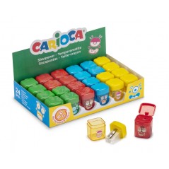✅ Carioca Display Pack de 24 Taille-crayons de couleur avec dépôt - 1 trou - Convient pour crayons/crayons tri en stock