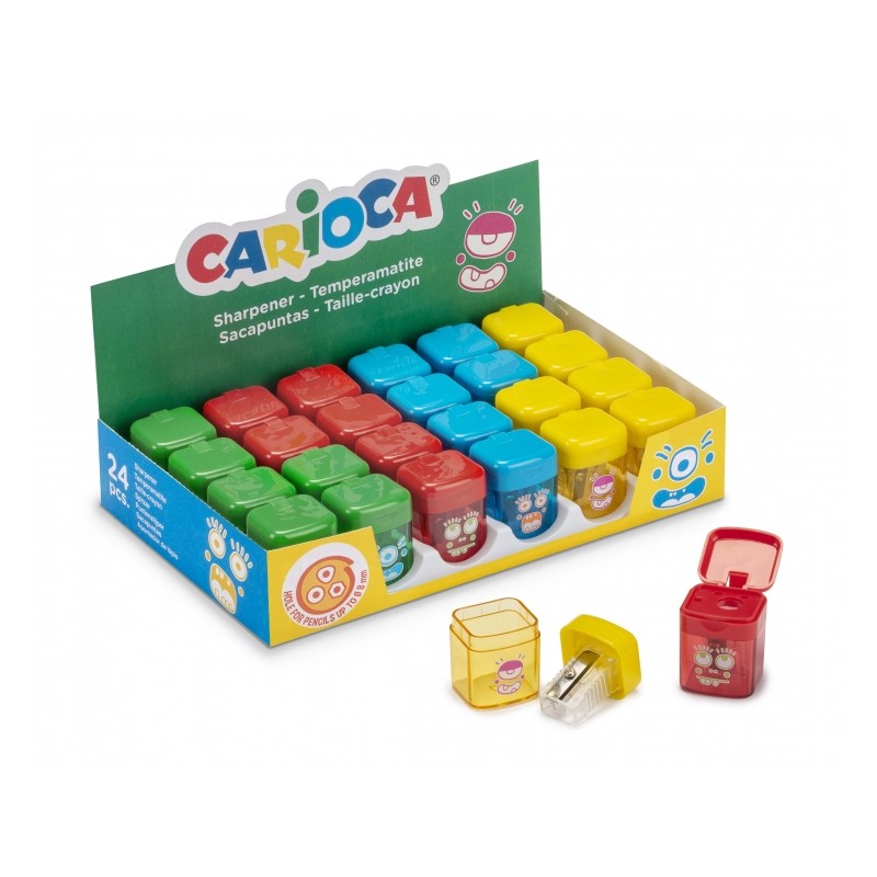Taille-crayon couleur avec dépôt 1 trou - Carioca - 24 pcs

