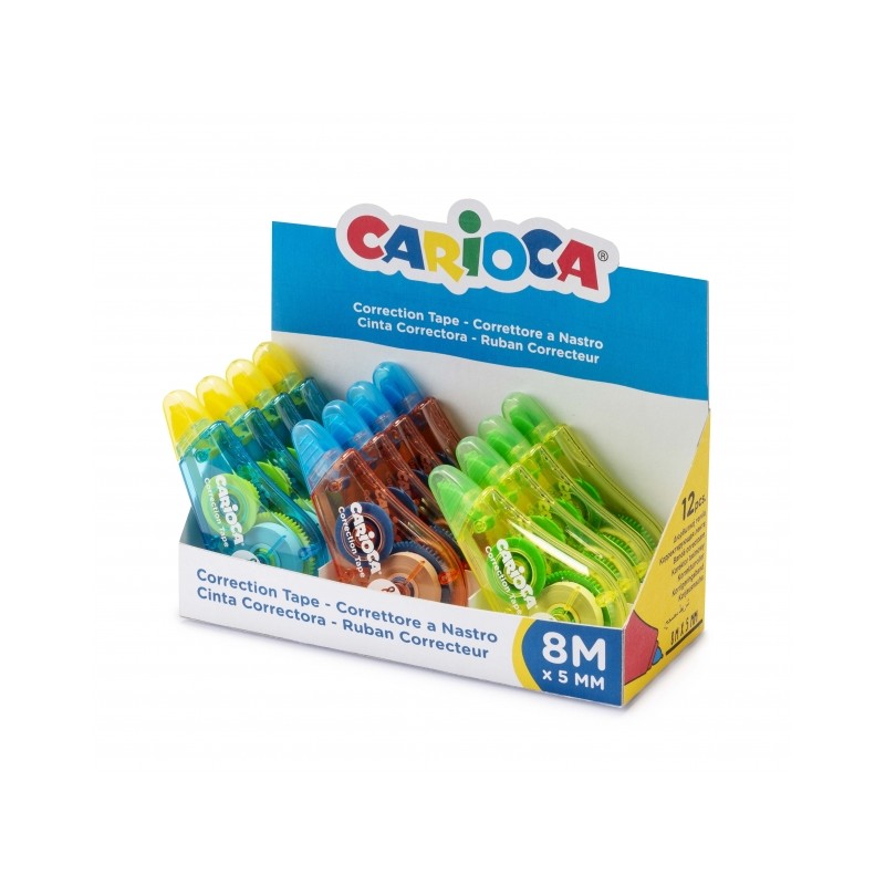 Correcteur à ruban Carioca multicolore x12, présentoir