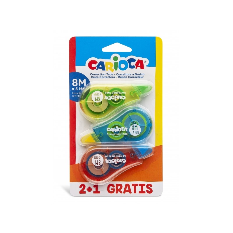 Pack de rubans correcteurs Carioca multicolore x3 Pack de rubans correcteurs Carioca multicolore x3