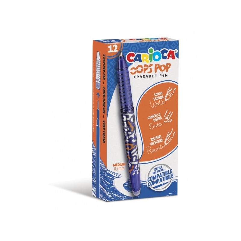 Stylos effaçables bleus 0,7 mm | Carioca Oops - Lot de 12