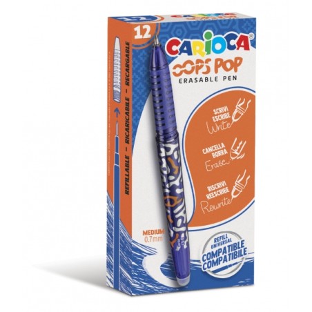 ✅ LOT de 12 Stylos Effaçables Carioca Oops - Thermo Sensibles - Grip Texturé - Pointe Ø 0,7 mm - Double Caout en stock
