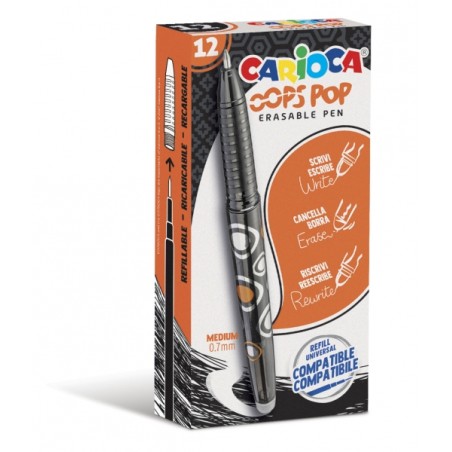 ✅ LOT de 12 Stylos Effaçables Carioca Oops - Thermo Sensibles - Grip Texturé - Pointe Ø 0,7 mm - Double Caout en stock