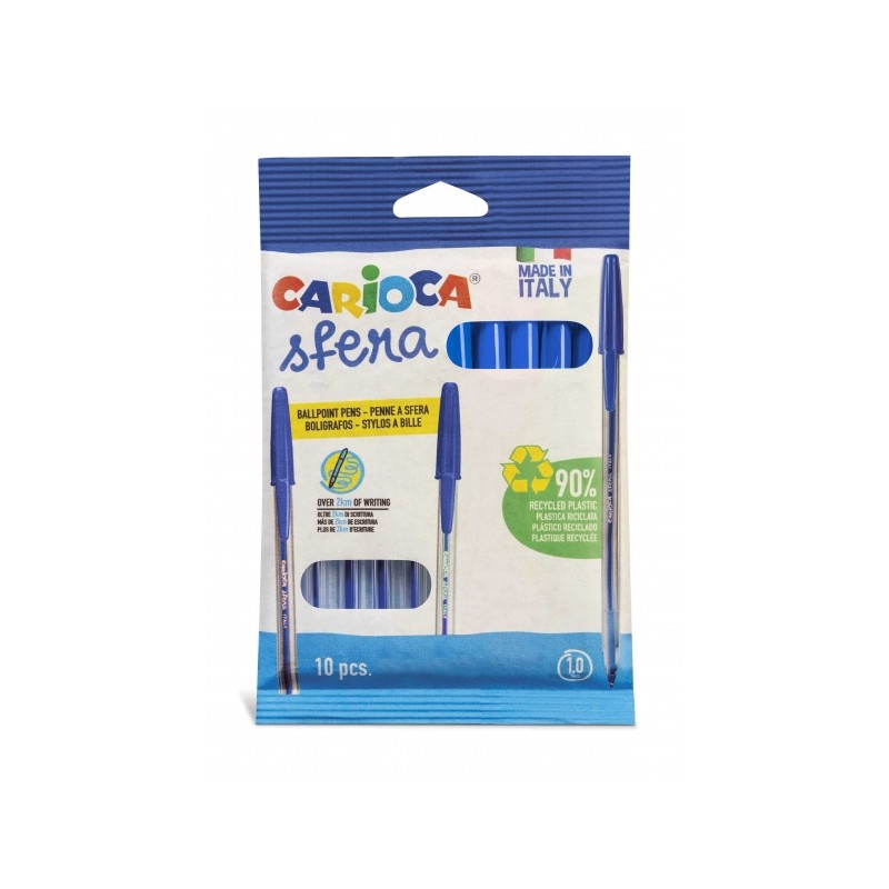 Stylo bille bleu Carioca Sfera - Lot de 10 - Pointe 1 mm
