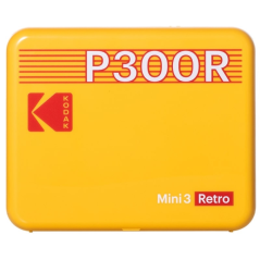 Imprimante photo portable Bluetooth Kodak Mini 3 Retro P300R - Format d'impression 7,6 x 7,6 cm - Fonctionne sur piles - Jaune