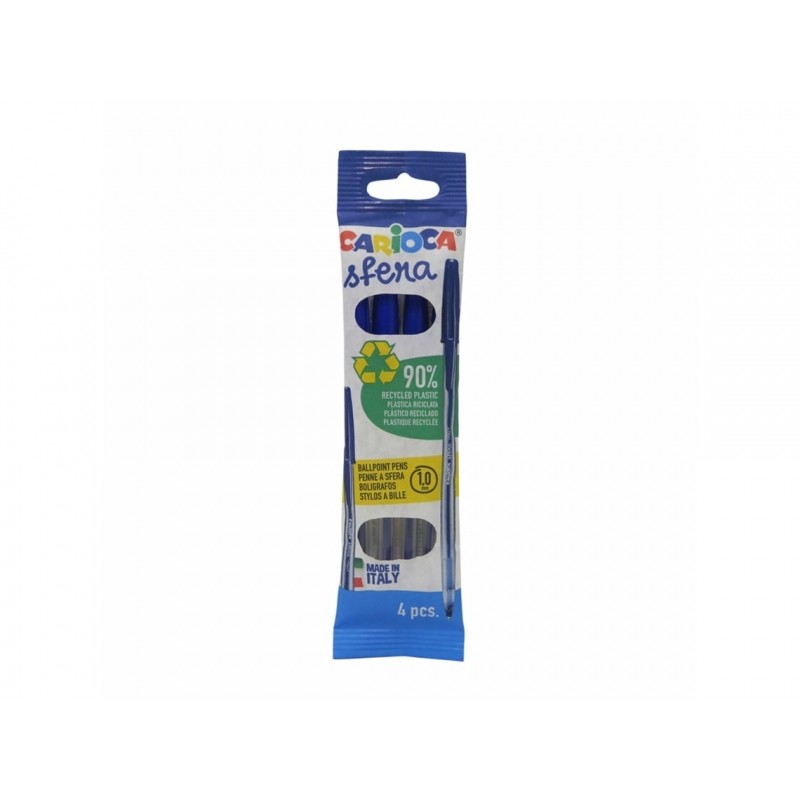 Stylos-bille bleus 1 mm | Carioca Sfera Flowpack - Pack de 4