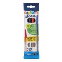 ✅ Carioca Pack de 4 stylos - Pointe 1 mm - Écriture Super Coulissante - Différentes Couleurs couleur Plusieurs en stock