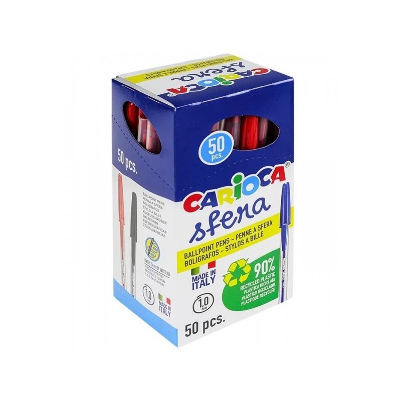 Stylo-bille rouge 1 mm | Carioca Sfera - Lot de 50