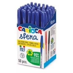✅ LOT de 50 Stylos Carioca Sfera - Pointe Ø 1mm - Capuchon et Encre Couleur Rétro - Écriture Super Coulissant en stock