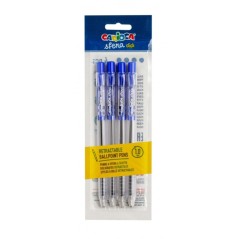 ✅ Carioca Sfera Pack de 4 Stylos Rétractables - Pointe Ø 1 mm - Clic facile et confortable - Écriture douce e en stock