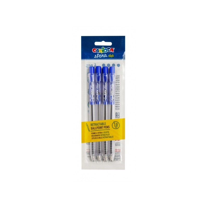 Stylos Rétractables Carioca Sfera 1 mm - Bleu - Pack de 4