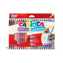 ✅ Carioca Birello Lot de 24 Feutres - Double Pointe Fine et Moyenne - Encre Non Toxique Super Lavable - Lavable en stock