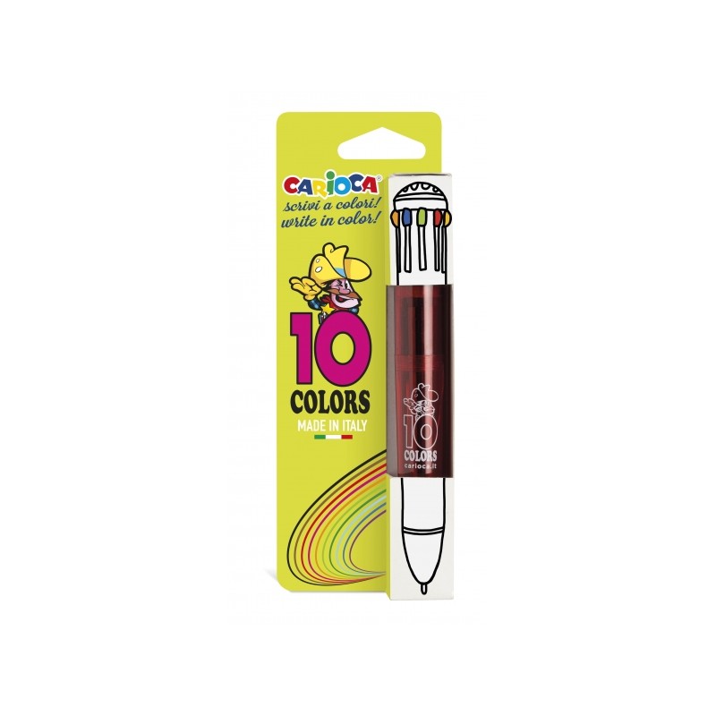 Stylo à Bille Automatique Carioca 10 Couleurs - Pointe 1 mm


