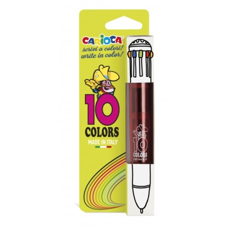 ✅ Stylo Fluo Carioca 10 Couleurs - Stylo à Bille Automatique - 10 Couleurs dans un Seul Stylo - Pointe Ø 1 mm en stock