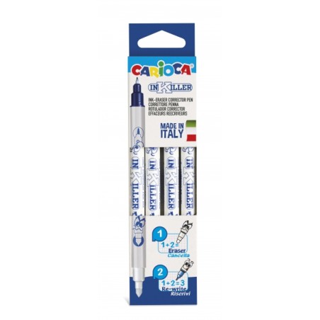 ✅ Carioca Inkiller Pack de 4 Marqueurs correcteurs pour encre fontaine - Blister - Couleur Bleu couleur bleu en stock