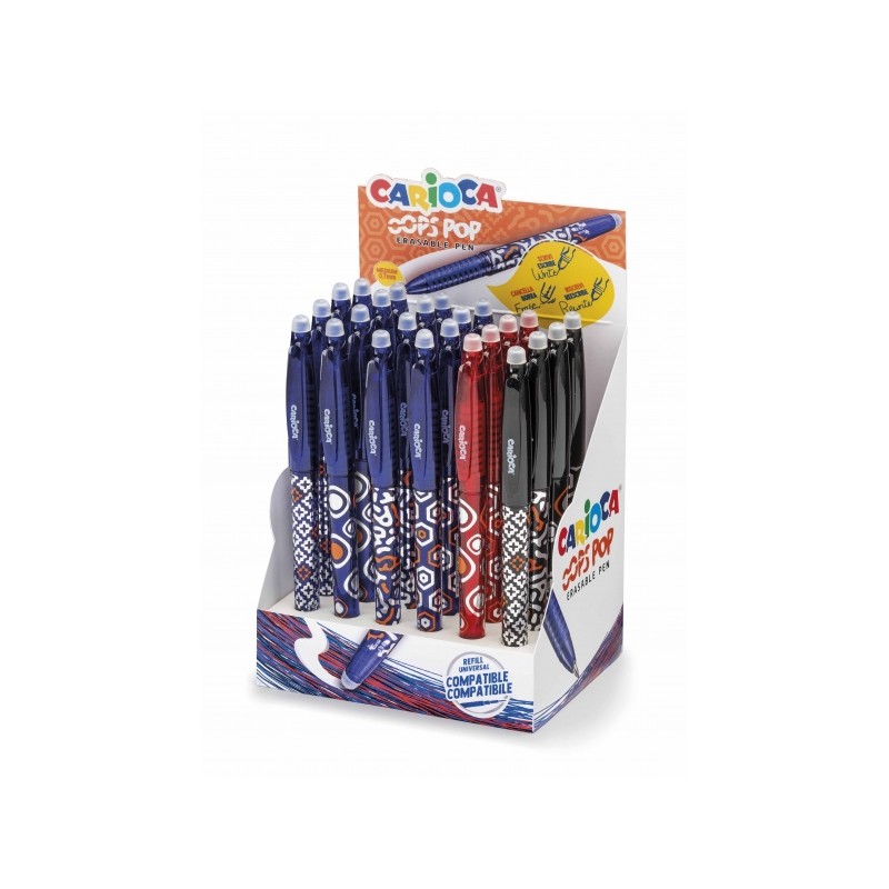 Stylos effaçables Carioca Oops - Présentoir 24 - Multicolores