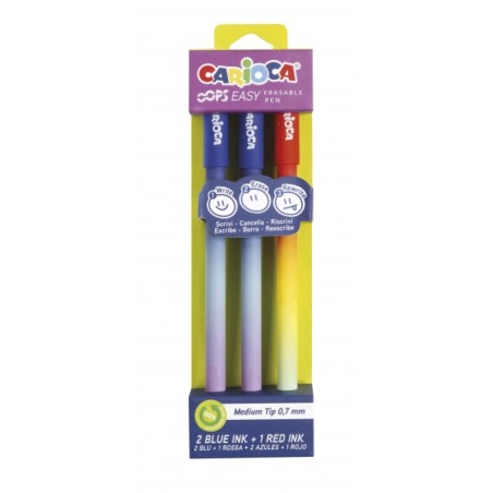 ✅ Carioca Oops Easy Pack de 3 Stylos Effaçables - Encre Thermo-Sensible - Corps à Effet Dégradé - Pointe Ø en stock