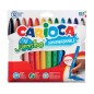 Carioca Jumbo Pack de 12 Marqueurs - Corps Maxi Octogonal - Encre Super Lavable - Pointe Verrouillée Maxi 6mm - Capuchon