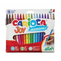 ✅ Carioca Joy Pack de 18 Marqueurs - Encre Super Lavable - Pointe Fine 2,8 mm - Verrouillé - Capuchon Ventilé en stock