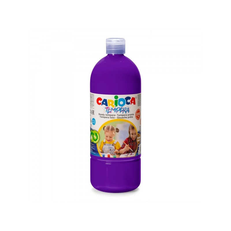 Flacon Carioca Tempera - 1000 ml - Couleurs super lavables - Facile à mélanger - Applicable sur matériaux poreux - Haute