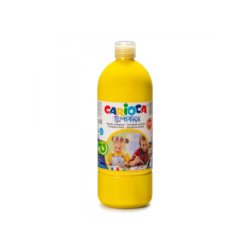 Carioca Pack de 6 Bouteilles Tempera - 1000 ml - Couleurs Superlavables - Facile à Mélanger - Applicable sur Matériaux Poreux