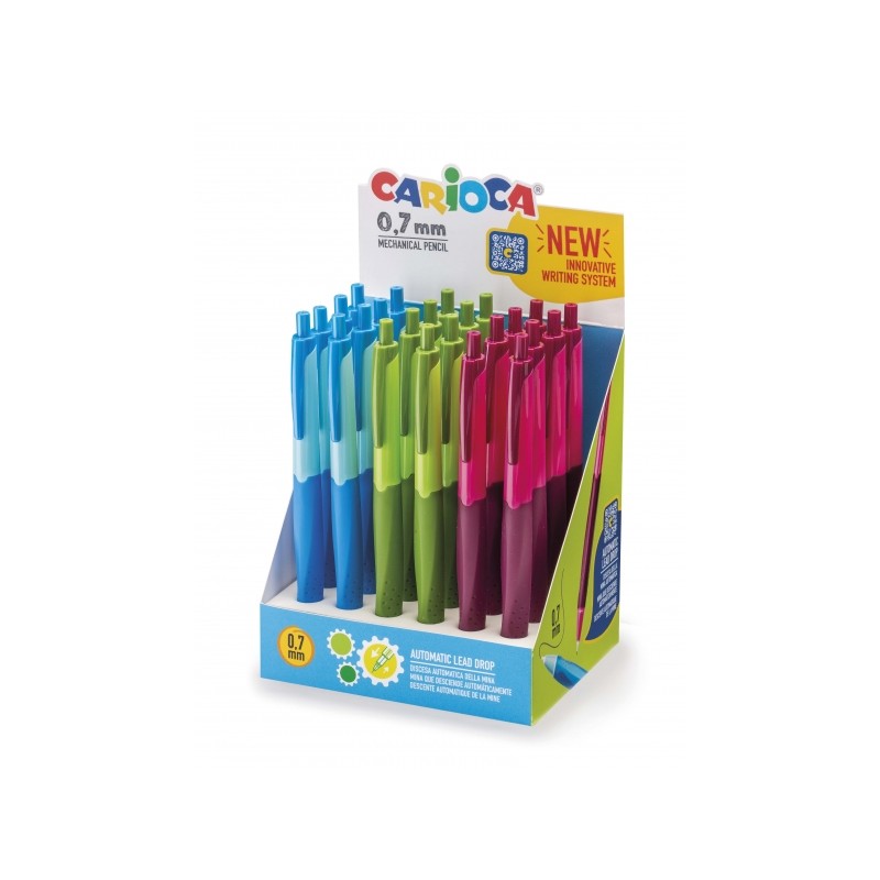 Porte-mines automatiques Carioca 0,7 mm assortis x24