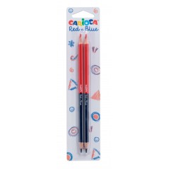 ✅ Carioca Blister 2 Crayons - Corps Hexagonal Laqué - Mine Ø 3,5 mm - Couleur Bleu/Rouge couleur Rouge/Bleu en stock
