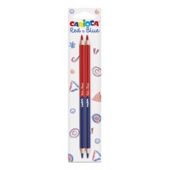Carioca Blister 2 Crayons - Corps Hexagonal Laqué - Mine Ø 3,5 mm - Couleur Bleu/Rouge