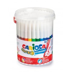 ✅ Carioca Bravo Pack de 60 Marqueurs - Corps Maxi Octogonal - Encre Super Lavable - Pointe Verrouillée Maxi 6mm en stock