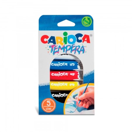 ✅ Carioca Pack de 5 Tubes Tempera 12 ml - Couleurs Superwashables - Haut Pouvoir Couvrant - Applicable sur Maté en stock