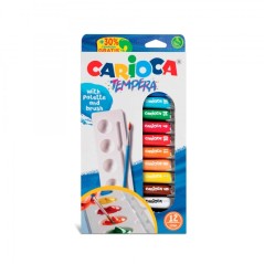 ✅ Carioca Pack de 12 Tubes Tempera - Comprend Pinceau et Palette - Couleurs Super Lavables - Haut Pouvoir Couvra en stock