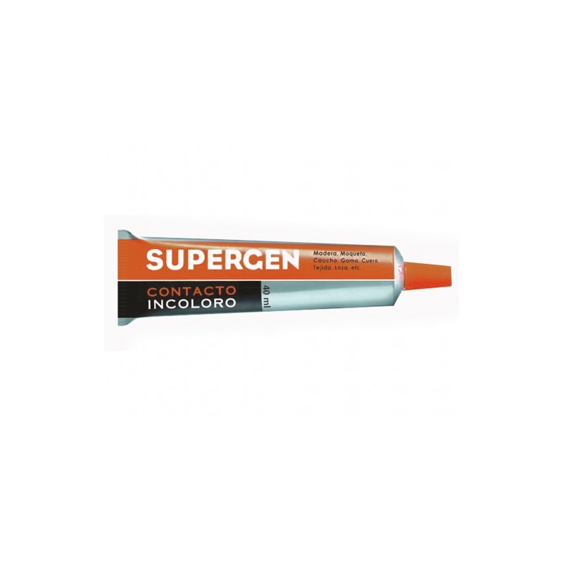Colle Contact Supergen Incolore 40 ml - Séchage rapide - Ne contient pas de toluène - Résistance au vieillissement et aux
