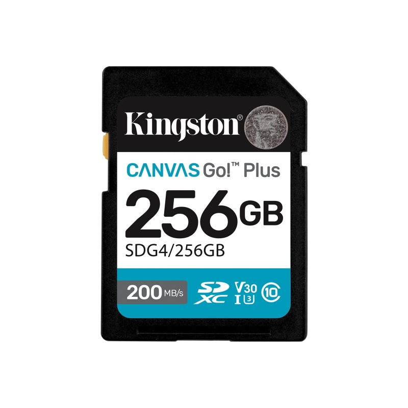 Carte SDXC Kingston Canvas Go Plus 256 Go UHS-I U3 V30 Classe 10 200 Mo/s