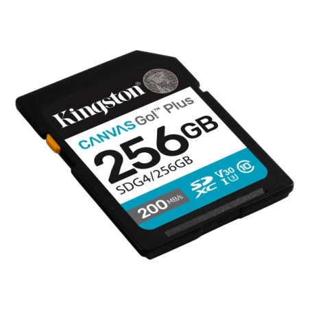 Carte SDXC Kingston Canvas Go Plus 256 Go UHS-I U3 V30 Classe 10 200 Mo/s