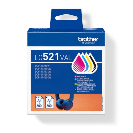Brother LC521VAL pack de 4 cartouches d'encre noire/cyan/magenta/jaun
